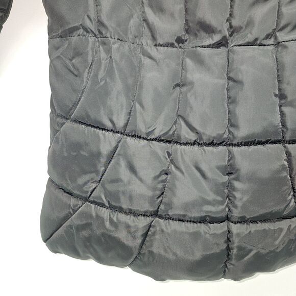 bebe Black Quilted Puffer Jacket LG | Gold Zippers | Hooded | Used - Picture 13 of 16
